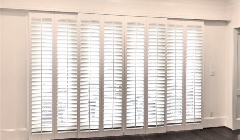 Faux Wood Shutters The Best Patio Door Window Treatment In Southern California Sunburst Shutters